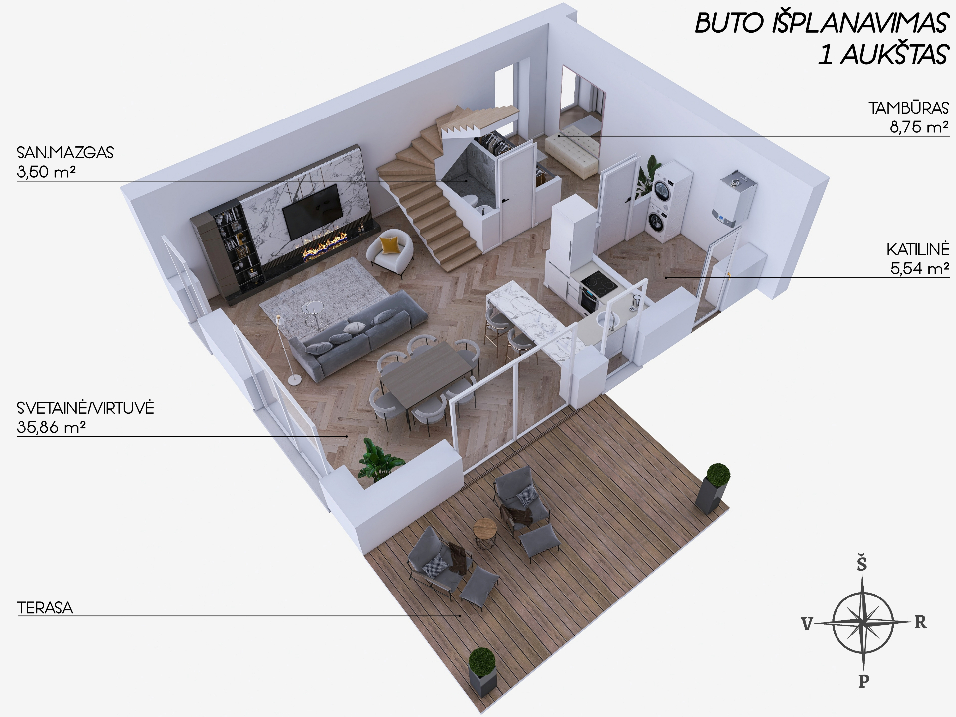 1 aukštas – 1 tipas